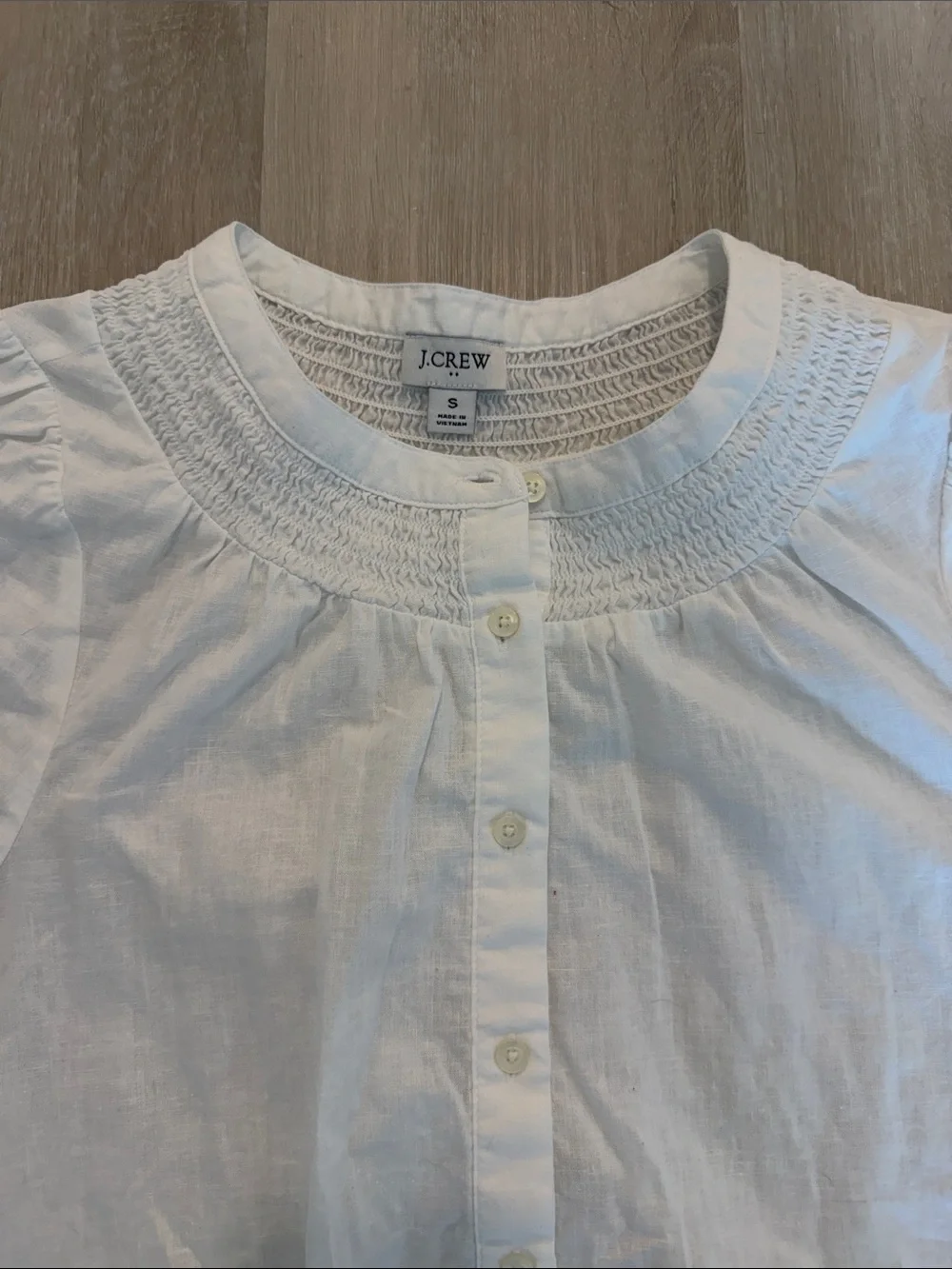 J. Crew Linen-blend short-sleeve smock neck top